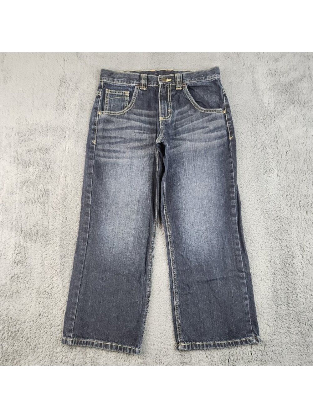 Wrangler Relaxed Fit Baggy Y2K Wide Leg Jeans Boys‎ 10 Husky Adjustable Denim